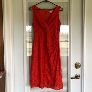 Cato orange/red lace sleeveless dress